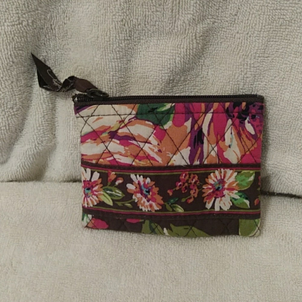 🍀NWOT! VERA BRADLEY Brown Floral Zipper Pouch
